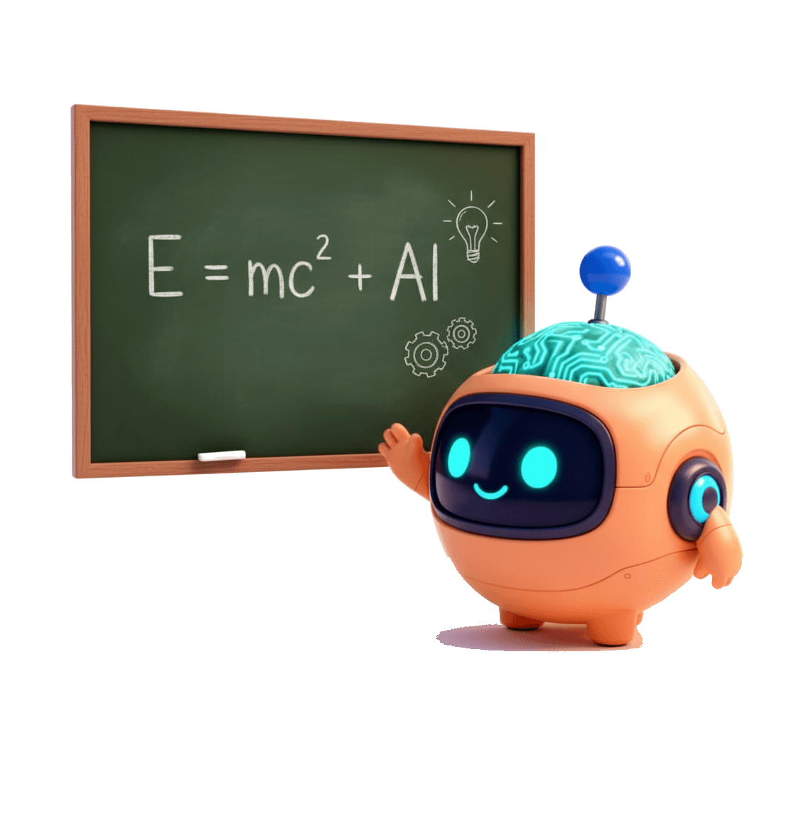 Sparky teaching with a board